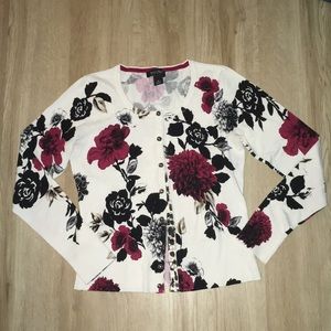 White House Black Market Floral Printed Cardigan